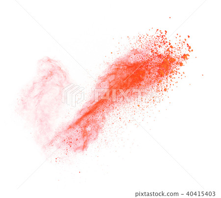 Explosion of red powder on white background 40415403