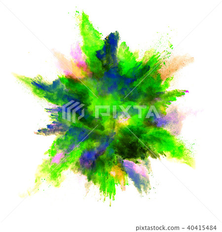 Explosion of colored powder on white background Explosion of colored powder on white background 40415484