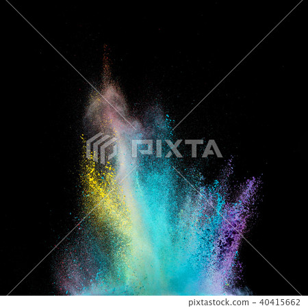 Explosion of colored powder on black background Explosion of colored powder on black background 40415662