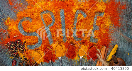 Coulinary concept with lettering spice 40415890