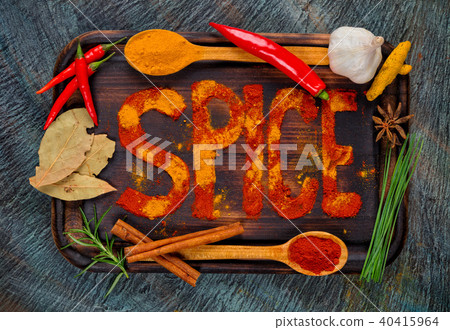 Coulinary concept with lettering spice 40415964