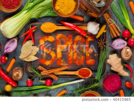 Coulinary concept with lettering spice 40415965