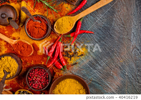 Various spices on black stone 40416219