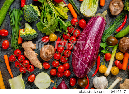 Collection of fresh vegetables on stone 40416547