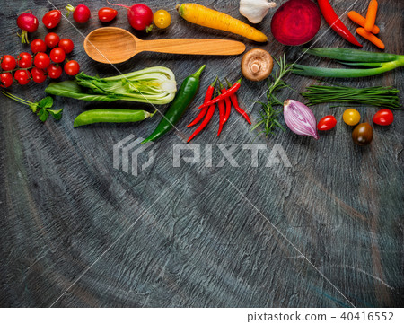 Collection of fresh vegetables on stone 40416552