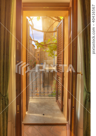Window view on old street, Tuscany, Italy Window view on old street, Tuscany, Italy 40416567