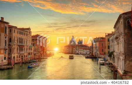 Beautiful sunrise in Grand canal with Church of Santa Maria, Venice 40416782