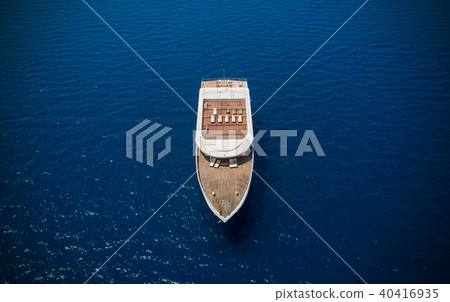 Aerial view of big yacht in sea Aerial view of big yacht in sea 40416935