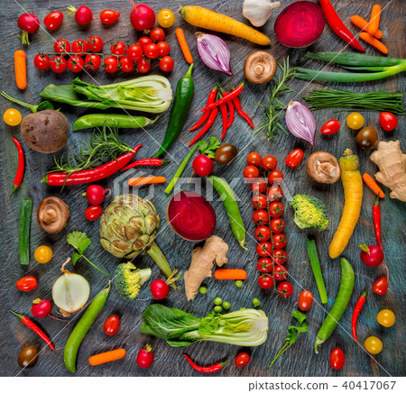 Collection of fresh vegetables on stone Collection of fresh vegetables on stone 40417067