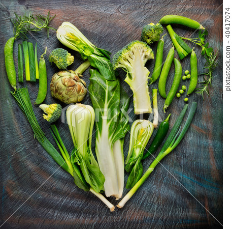 Collection of fresh vegetables in heart shape Collection of fresh vegetables in heart shape 40417074