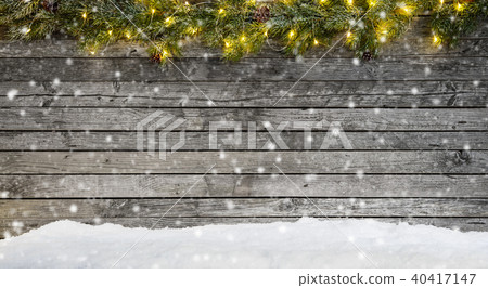 Christmas lights with decoration on wood 40417147