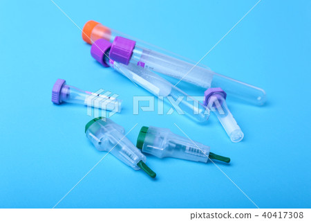 Set of laboratory supplies for blood test. Petri dish, Spectrophotometer cuvettes, blood test-tube Set of laboratory supplies for blood test. Petri dish, Spectrophotometer cuvettes, blood test-tube 40417308