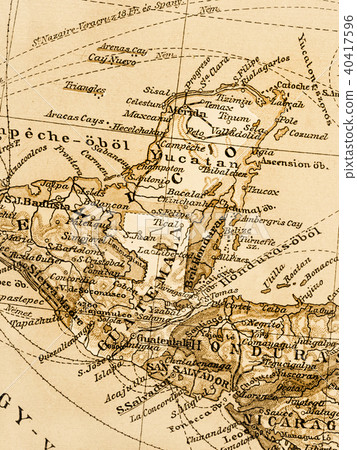 Old Map Yucatan Peninsula Stock Photo