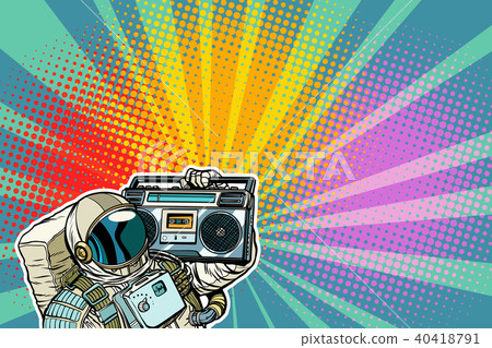 astronaut with Boombox, audio and music 40418791