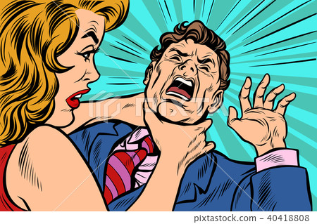 woman strangling man 40418808