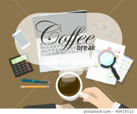 Coffee break banner vector, rest time concept on office workspace 40419513