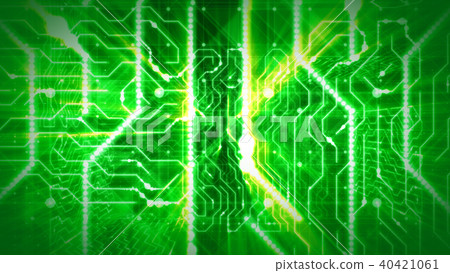 Shimmering Routes of Green Circuit Board 40421061