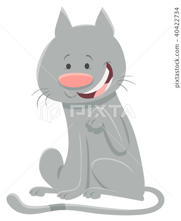happy gray cat cartoon animal character 40422734