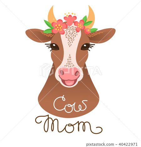 Cute cow portrait. Calf character in cartoon style. 40422971