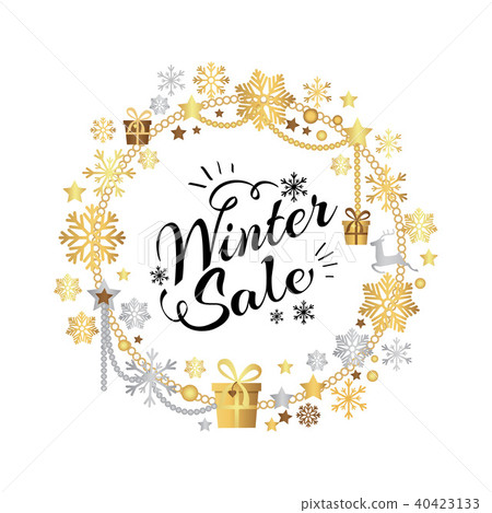 Winter Sale Poster in Frame Made of Snowflakes Winter Sale Poster in Frame Made of Snowflakes 40423133