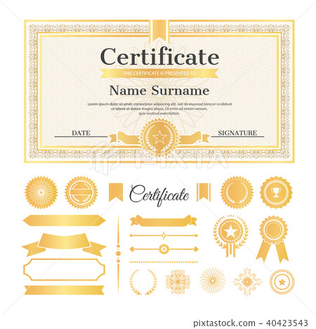Certificate Sample with Stamps Vector Illustration 40423543