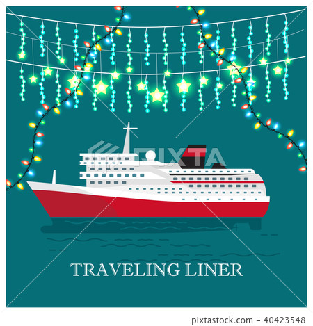 Traveling Liner Festival on Cruise Ship Vector 40423548