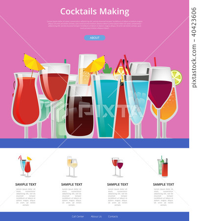 Cocktails Making Manual Web Page Design Vector 40423606