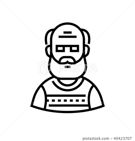 Senior man - line design single isolated icon Senior man - line design single isolated icon 40423707
