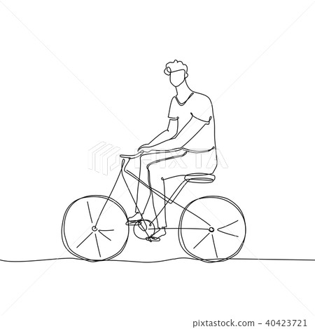 Boy riding a bicycle - one continuous line design style illustration Boy riding a bicycle - one continuous line design style illustration 40423721