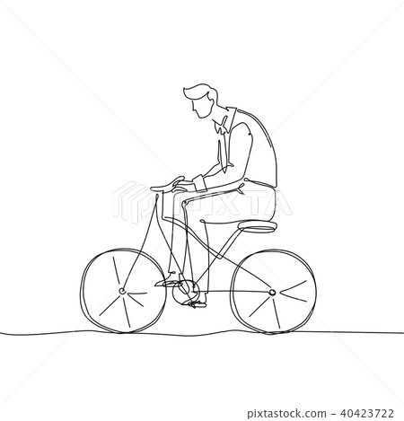 Boy riding a bicycle - one continuous line design style illustration Boy riding a bicycle - one continuous line design style illustration 40423722
