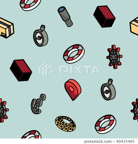 Seaport color outline isometric pattern Seaport color outline isometric pattern 40425465