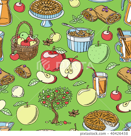 Apples vector healthy food applepie and applejuice from fresh fruits in garden with appletrees Apples vector healthy food applepie and applejuice from fresh fruits in garden with appletrees 40426438