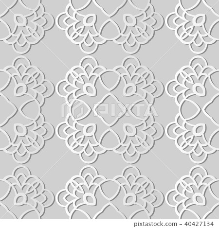 3D white paper art retro seamless pattern backdrop 40427134