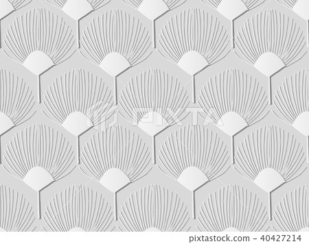3D white paper art retro seamless pattern backdrop 3D white paper art retro seamless pattern backdrop 40427214