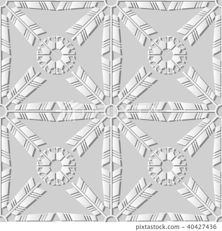 3D white paper art retro seamless pattern backdrop 3D white paper art retro seamless pattern backdrop 40427436