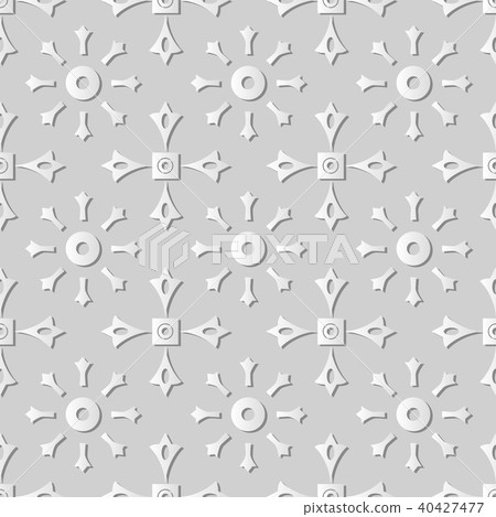 3D white paper art retro seamless pattern backdrop 40427477