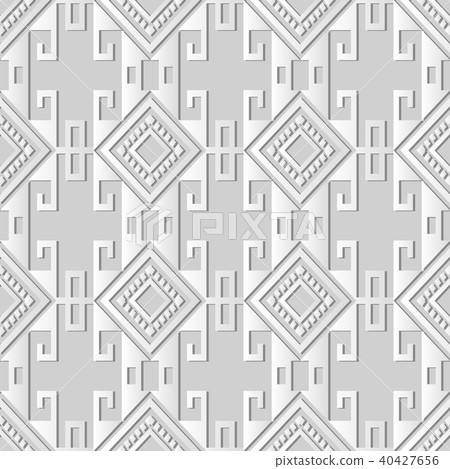 3D white paper art retro seamless pattern backdrop 40427656