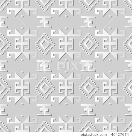 3D white paper art retro seamless pattern backdrop 3D white paper art retro seamless pattern backdrop 40427674