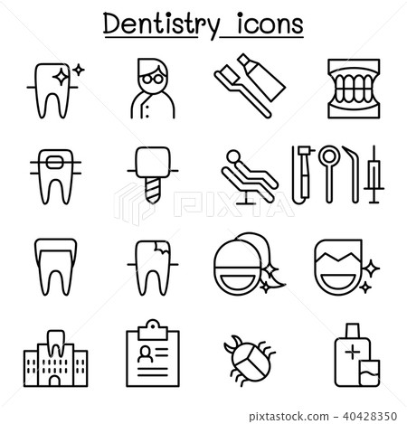 Dentistry icon set in thin line style Dentistry icon set in thin line style 40428350