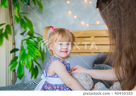 Portrait of funny little girl at home 40430383