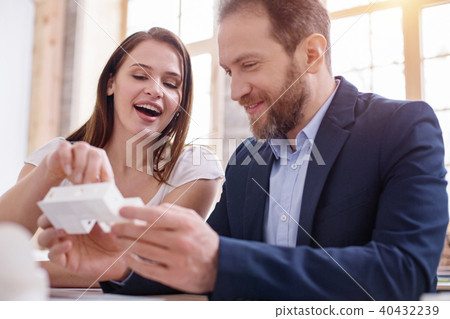 Positive two designers exchanging propositions Positive two designers exchanging propositions 40432239