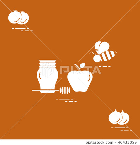 Apple in honey in Rosh Hashanah, pomegranate, bee 40433059