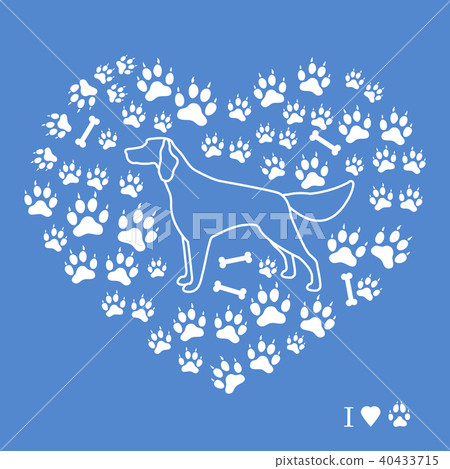 Setter silhouette on background of dog tracks and Setter silhouette on background of dog tracks and 40433715