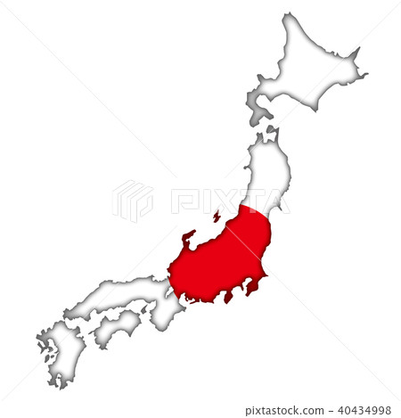 Illustration of a map with a flag of semi-solid relief-shaped | Japan map Hinomaru | vector data 40434998
