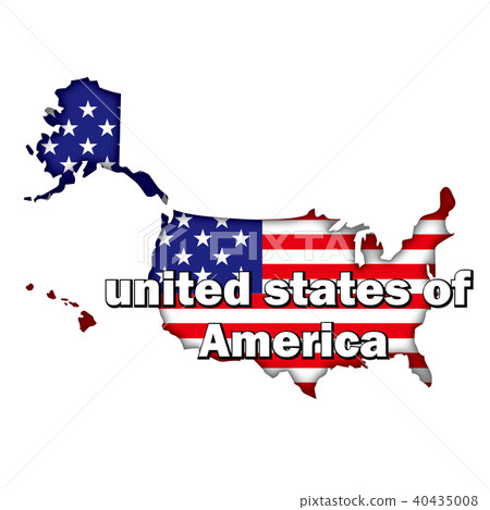 一張地圖的插圖與半固體浮雕形狀的國旗（與國名）|美國星條旗的地圖|矢量數據 40435008