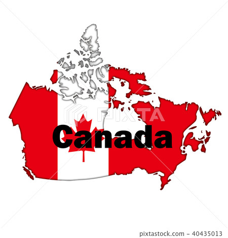 一張地圖的插圖與半高浮雕形狀（與國名）|加拿大國旗的地圖|矢量數據 40435013