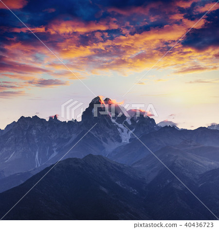 Snow-covered mountains in the mist. Autumn at Koruldi Lake Snow-covered mountains in the mist. Autumn at Koruldi Lake 40436723