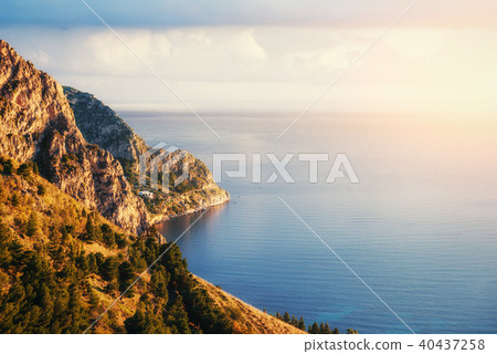 Spring panorama of sea coast city Trapany Sicily Italy Europe Spring panorama of sea coast city Trapany Sicily Italy Europe 40437258
