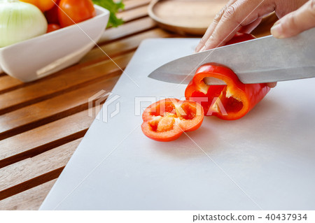 Chef preparing vegetable for cooking. Chef preparing vegetable for cooking. 40437934