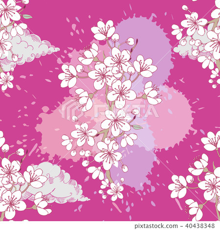 Seamless pattern with sakura. Hand drawn spring 40438348